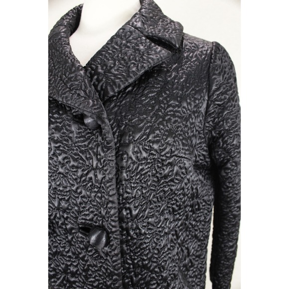 Bergdorf Goodman Main Street Fashion Coat Black Textured Satin Quilted vintage - Picture 6 of 16